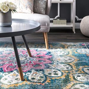 nuLOOM Kiyoko Vintage Floral Area Rug, 6' 7" x 9', Turquoise