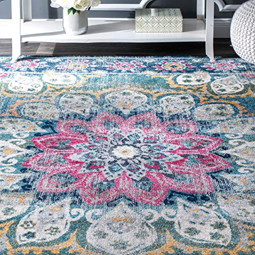 nuLOOM Kiyoko Vintage Floral Area Rug, 6' 7" x 9', Turquoise