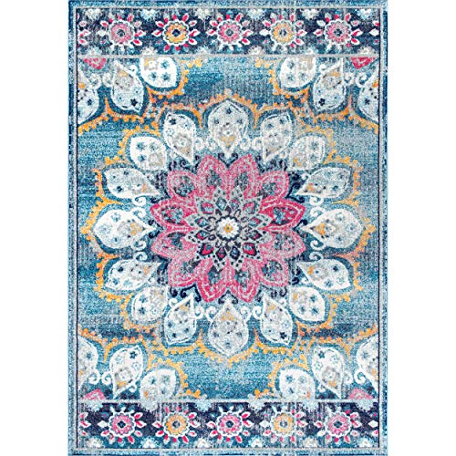 nuLOOM Kiyoko Vintage Floral Area Rug, 6' 7" x 9', Turquoise