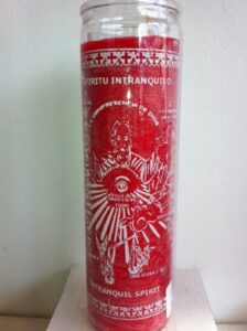 unstill spirit (espiritu intranquilo) 7 day 1 color unscented red candle in glass