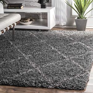 nuloom trellis cozy soft & plush shag area rug, 6′ 7″ x 9′, grey
