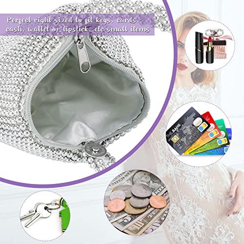 Hysagtek Silver Purse for Women, Small Silver Rhinestone Purse Sparkly Bag, Sparkly Purses, Rhinestone Clutch, Sequin Purse, Silver Clutch Purses for Women Evening Wedding Party, Mini Size