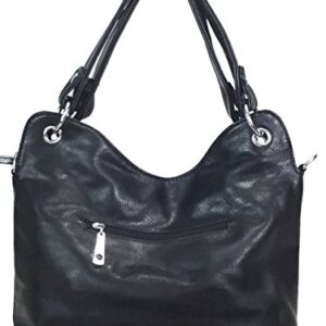 Zzfab V Gem Rhinestone Bling Hobo Bag Black