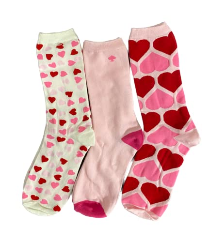 Kate Spade 3 Pair Pack Trouser Socks Polka Dot Pink Heart