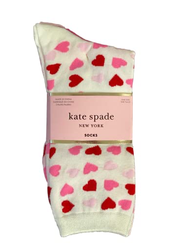 Kate Spade 3 Pair Pack Trouser Socks Polka Dot Pink Heart