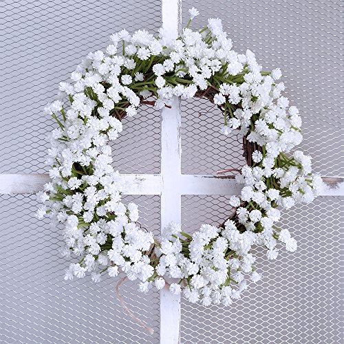 Supla Pack 2 Baby's Breath Artificial 14 Forks,Total of 882 White Blooms Babys Breath Bulk Flower Bush Gypsophila Artificial in White -15.7" Tall for Wedding Wreath Boutonniere Flower Crown