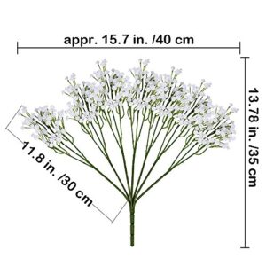 Supla Pack 2 Baby's Breath Artificial 14 Forks,Total of 882 White Blooms Babys Breath Bulk Flower Bush Gypsophila Artificial in White -15.7" Tall for Wedding Wreath Boutonniere Flower Crown