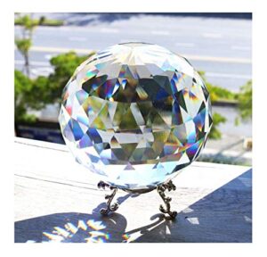 h&d clear cut crystal glass ball, 100mm translucent faceted gazing ball, crystal sphere prisms suncatcher home hotel decor