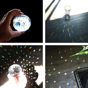 H&D Clear Cut Crystal Glass Ball, 100mm Translucent Faceted Gazing Ball, Crystal Sphere Prisms Suncatcher Home Hotel Decor