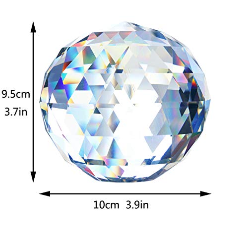 H&D Clear Cut Crystal Glass Ball, 100mm Translucent Faceted Gazing Ball, Crystal Sphere Prisms Suncatcher Home Hotel Decor