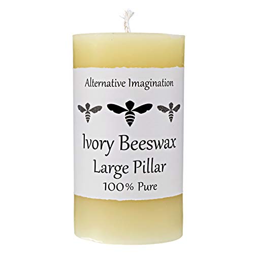 Alternative Imagination 100% Pure Beeswax Pillar Candle, White Ivory (3x6 Inch), 80 Hour, Hand-Poured, Made in USA