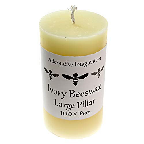 Alternative Imagination 100% Pure Beeswax Pillar Candle, White Ivory (3x6 Inch), 80 Hour, Hand-Poured, Made in USA