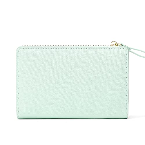 JIUFENG Women Zipper Wallet RFID Blocking Multi Purpose Coin Pouches Credit Card Holder Short Purses (Light Green)