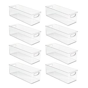 mDesign Plastic Video Game Organizer - Game Storage Holder Bin with Handles for Media Console Stand, Closet Shelf, Tower, and Bookshelves - Holds Disc, Video Games, Head Sets - 8 Pack - Clear