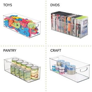 mDesign Plastic Video Game Organizer - Game Storage Holder Bin with Handles for Media Console Stand, Closet Shelf, Tower, and Bookshelves - Holds Disc, Video Games, Head Sets - 8 Pack - Clear