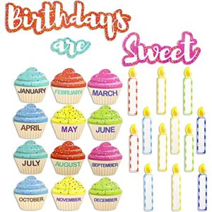 63 piece set cupcake cutouts for bulletin board and student birthdays, classroom and teacher supplies