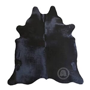 Genuine Black Cowhide Rug XL Size 6 x 7-8 ft. 180 x 240 cm