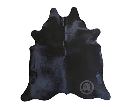 Genuine Black Cowhide Rug XL Size 6 x 7-8 ft. 180 x 240 cm