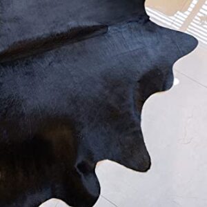 Genuine Black Cowhide Rug XL Size 6 x 7-8 ft. 180 x 240 cm