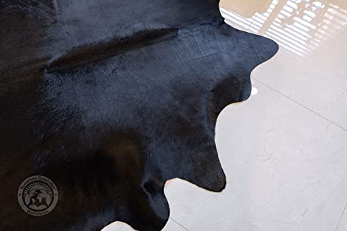 Genuine Black Cowhide Rug XL Size 6 x 7-8 ft. 180 x 240 cm