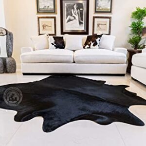 Genuine Black Cowhide Rug XL Size 6 x 7-8 ft. 180 x 240 cm