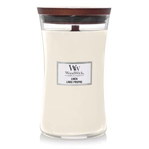 woodwick large hourglass candle, white tea & jasmine, 21.5 oz