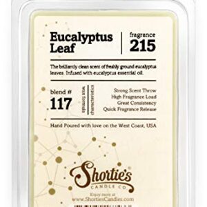 Shortie's Candle Company Eucalyptus Leaf Wax Melts - Formula 117-1 Highly Scented 3 Oz. Bar - Made with Essential & Natural Oils - Fresh & Clean Air Freshener Cubes Collection