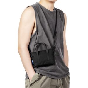 Amazing Pick (Black) Mini Tote Bag for Men Women Small Shoulder Crossbody Cell Phone Bag with Adjustable Shoulder Strap