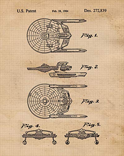 Vintage Movies Star Vessels Patent Prints, Set of 6 (8x10) Unframed Photos, Wall Art Decor Gifts Under 20 for Home Office Garage Man Cave Shop College Student Teacher Comic-Con Trek Trekkie Sci-Fi Fan