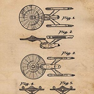 Vintage Movies Star Vessels Patent Prints, Set of 6 (8x10) Unframed Photos, Wall Art Decor Gifts Under 20 for Home Office Garage Man Cave Shop College Student Teacher Comic-Con Trek Trekkie Sci-Fi Fan