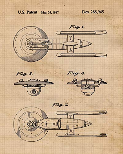 Vintage Movies Star Vessels Patent Prints, Set of 6 (8x10) Unframed Photos, Wall Art Decor Gifts Under 20 for Home Office Garage Man Cave Shop College Student Teacher Comic-Con Trek Trekkie Sci-Fi Fan