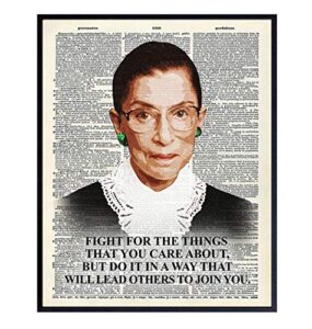 ruth bader ginsburg wall art print – inspirational quote dictionary home decor picture – upcycled motivational decoration for office, living room, apartment – gift for rbg fans – 8×10 poster