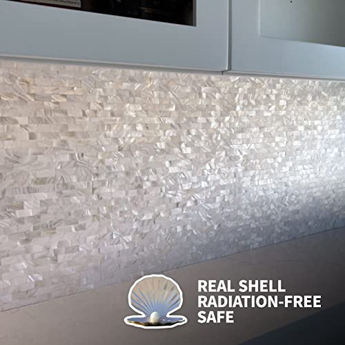 Art3d Peel and Stick Mother of Pearl Shell Mosaic Tile for Kitchen Backsplashes, 12" x 12" White Brick