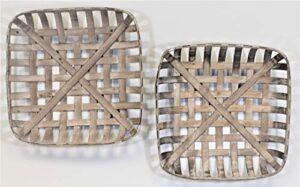 2 piece set of tobacco baskets, farmhouse decor, med 21″ squares – silvercloud trading co.