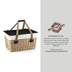 PICNIC TIME Canasta Wicker, Picnic Basket for 2, 18.9 x 13.8 x 11, Beige Canvas With Brown Lid