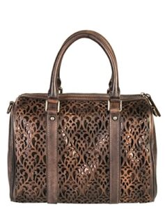 diophy genuine leather laser cut tote handbag 150246 grey