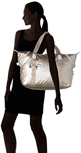 Kipling Canvas & Beach Tote Bag, Silver (Metallic Glow)