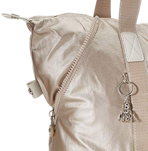 Kipling Canvas & Beach Tote Bag, Silver (Metallic Glow)