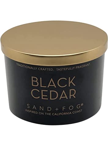 Sand & Fog Black Cedar Double Wick Candle with Lid 12 Oz