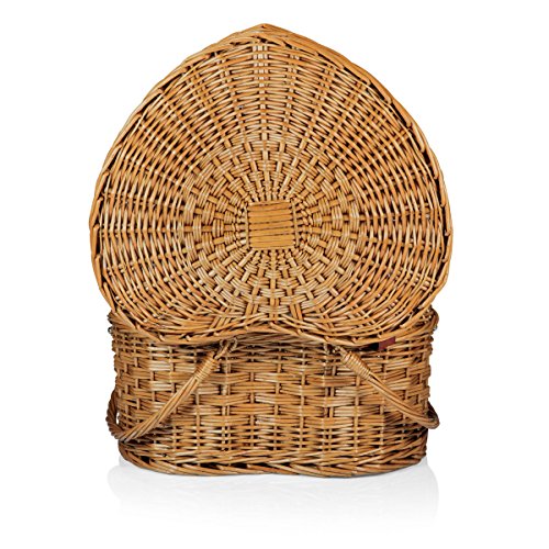 PICNIC TIME Heart Wicker Picnic Basket, 2 Person Set, Couple Gifts, (Antique White)