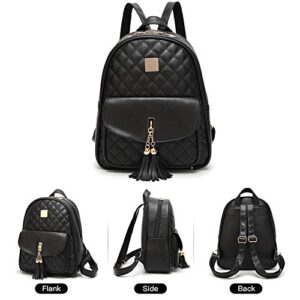 I IHAYNER Women’s Backpack 3-pieces Fashion PU Leather Simple Design Bags Travel Bookbag Beige for Women Black
