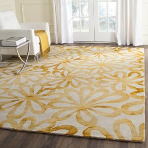 safavieh dip dye collection 3′ x 5′ beige / gold ddy527m handmade floral watercolor premium wool area rug