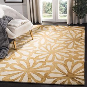 SAFAVIEH Dip Dye Collection 3' x 5' Beige / Gold DDY527M Handmade Floral Watercolor Premium Wool Area Rug