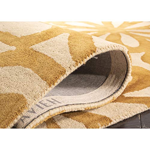 SAFAVIEH Dip Dye Collection 3' x 5' Beige / Gold DDY527M Handmade Floral Watercolor Premium Wool Area Rug