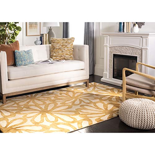 SAFAVIEH Dip Dye Collection 3' x 5' Beige / Gold DDY527M Handmade Floral Watercolor Premium Wool Area Rug