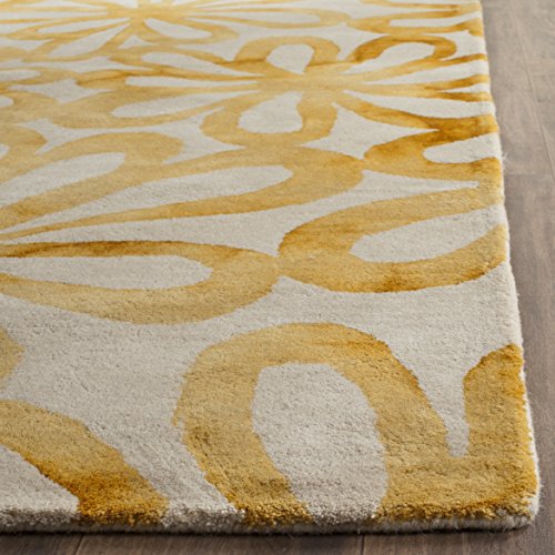 SAFAVIEH Dip Dye Collection 3' x 5' Beige / Gold DDY527M Handmade Floral Watercolor Premium Wool Area Rug