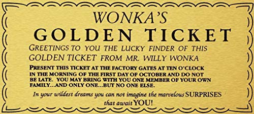 Sylty Willy Wonka Golden Ticket Gold Sign Wall Art Charlie Chocolate Factory Metal Sign 8x12 Inch