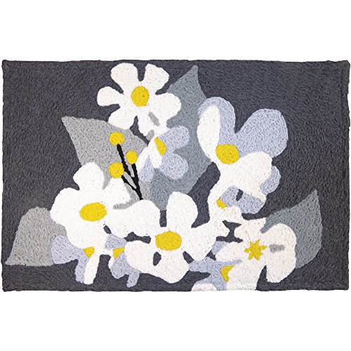 Jellybean Daisies On Pewter Garden Indoor/Outdoor Machine Washable 21" x 33" Accent Rug