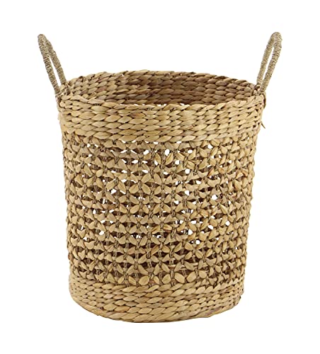 Deco 79 Dried Plant Handmade Woven Storage Basket with Handles, Set of 3 21", 18", 16"H, Brown