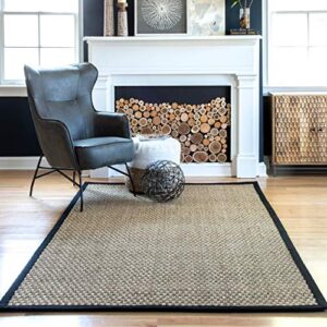 nuloom hesse checker weave seagrass area rug, 3′ x 5′, black